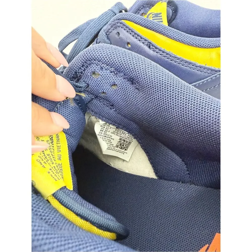 Nike Dunk Low Michigan Navy and Yellow Sneakers Men’s Size 12.5